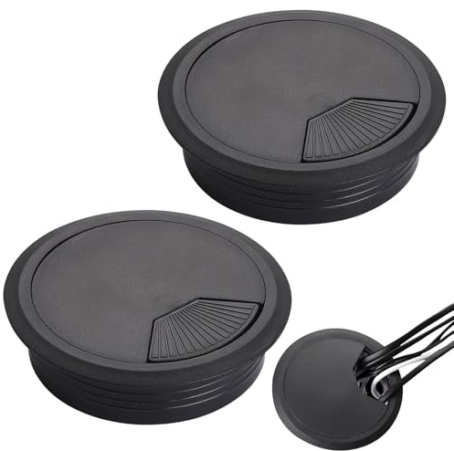 2 Stück Kabeldurchführung Schreibtisch, 80mm Schreibtisch Kabeldurchlass, Schwarz Kabeldurchlass Kunststoff,Schreibtisch Kabeldurchführung, ideal für Kabelschutz, Kabelkanal
