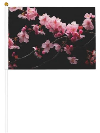Drapeau japonais miniature imprimé fleurs de cerisier - Fournitures de fête pour défilés de la coupe du monde, festivals, événements drapeaux