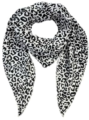 FASHION YOU WANT XXL Tuch Musselin Tuch Damen Leo Dreieck Made Italy 195 x 72 cm für alle Jahreszeiten geeignet Halstuch leoprint Schal Baumwolle