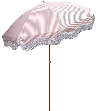 Outdoor Sunshade Garden Parasol，Retro Luxury Beach Parasol with Fringed Garden Umbrella Surface UV50+ Protection Wear resistant Polyester Umbrella for Beach Garden and Outdoor Activities