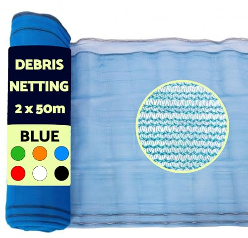 2m x 50m Garden Debris Scaffold Netting, High GSM/UV Protection Fence Windbreak Mesh Sheets (Blue)