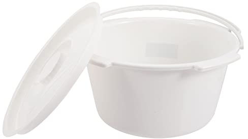 Cubo Urinario con Tapa y Asa Gruesa, Pp Blanco para Silla | Uso en Cama y Hospital, Apto para Mayores y Personas Discapacitadas, Formato Compacto