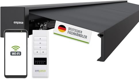 empasa elektrische Vollkassettenmarkise Cube ONE Smart Home kompatibel | mit WiFi-Motor Markise Sonnenschutz Kassettenmarkise kubisches Design, Farbe:anthrazit, Größe:4.5 x 3 m