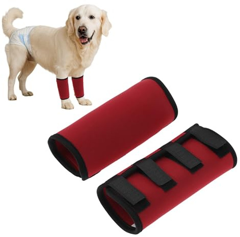 CAPASTEC Hund Vorderbein Gelenkstütze Sprunggelenk Schiene Rot 1 Paar SBR | Höhe 16.5Cm, Breite 22Cm, Bei Arthritis, Operation, Schaden, Selbstklebend, Kompression, Wasserdicht, 3 Größen