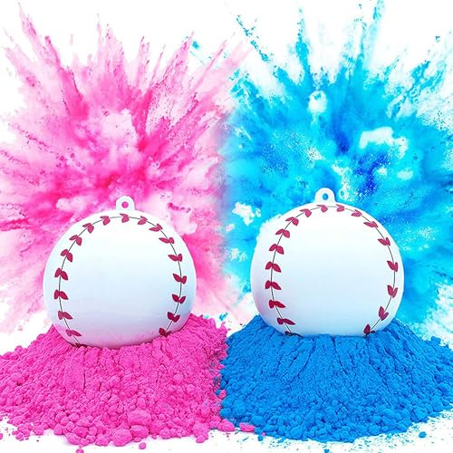 WSNDM Gender Reveal Baseball Mit Pulver, Gender Reveal Party Spiele, Enthält Enthält Zwei Kugelhülsen, Explodiert Blau Oder Rosa Pulver Für Jungen Oder Mädchen Überraschung Geschlecht Verkünden