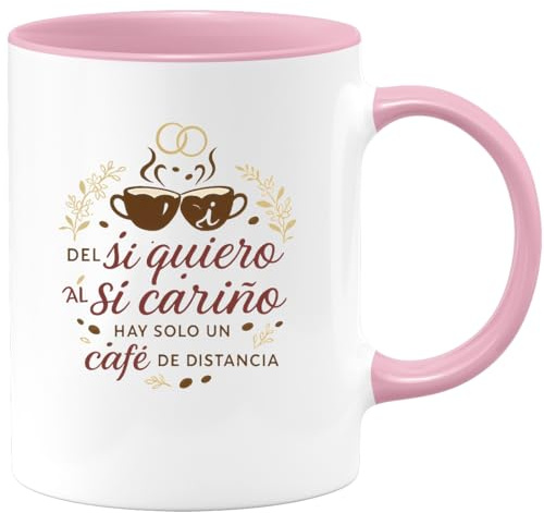 quotedazur Café-Croissant - Taza Divertida Del sí quiero al sí cariño hay solo un café de distancia - Regalo Boda, regalo testigo, novios Para Mujer