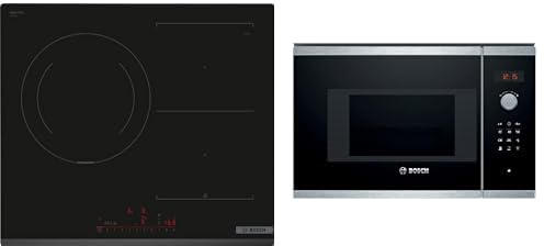 Bosch Set Integrable: Placa Inducción 60cm Serie 6 + Microondas 20L Serie 4, Home Connect, Negro