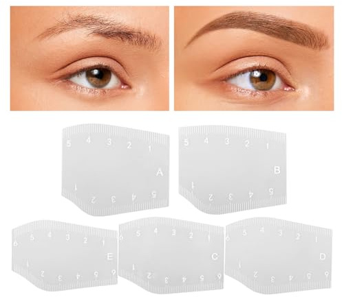 Kit De Mapeo De Cejas Plantilla Reutilizable Transparente Para Delineado | 5 Piezas Regla Transparente Para Dar Forma A Las Cejas para Mujeres Hombres Maquillaje Aseo Diario Hogar Viaje Boda Vacac