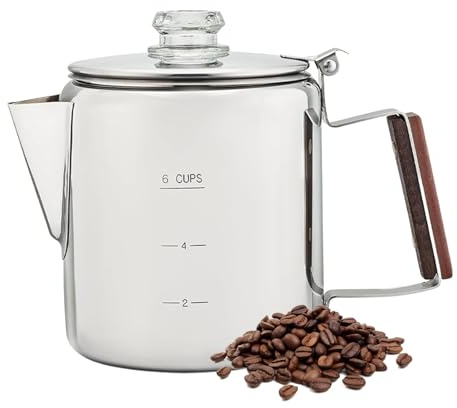 Vibhgtf Percolatore da caffè in acciaio inossidabile: portatile con stile retrò, robusta struttura per viaggi e campeggio, contenitore in metallo classico per cucina ufficio, eleganti da
