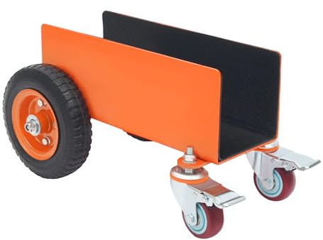 Plattenwagen 300kg Tragfähigkeit | Legierter Stahl + rutschfeste Unterlage | 2 Luftreifen + 2 Lenkrollen mit Bremsen für Baustelle & Lager