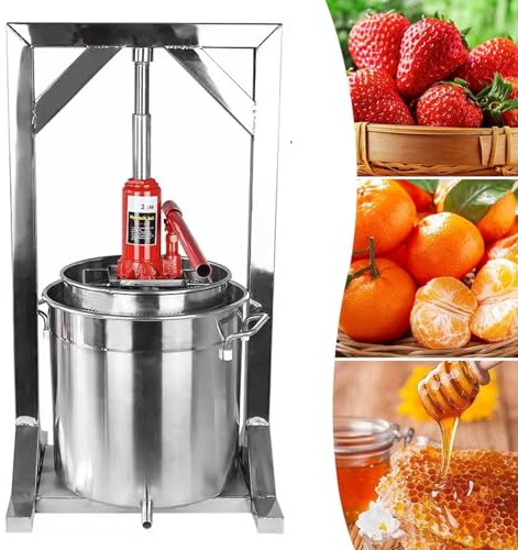 Pressa manuale in acciaio inossidabile per vino da sidro con martinetto idraulico - Pressa per tintura per uva, frantoio per bacche e verdure, macchina per la stampa dell'olio d'oliva