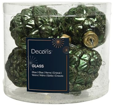 Christbaumschmuck Zapfen Glas 7cm x 6 Stück Weihnachtskugeln piniengrün