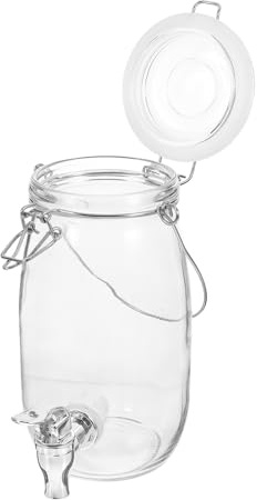 VALICLUD Dispenser Vetro con Rubinetto 1, 5l con Coperchio Ermetico | Vetro e Abs, Anello di Tenuta Incluso, Pratico per Succhi e Bevande, Confezione 1 Pezzi
