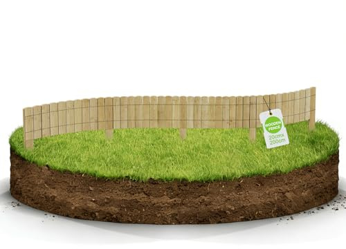 HENGMEI Clôture flexible en bois - Bordure de pelouse - Bordure de parterre - Clôture de jardin - Clôture décorative - Rouleau - Bordure de tonte - Bordure flexible - 200 cm de long (20 cm de haut