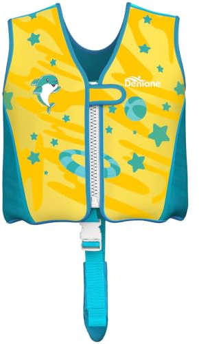 Giubbotto da Nuoto per Bambini in Neoprene 3 a 6 Anni, Certificato TÜV con 8 pannelli in schiuma rimovibili e cinghie di sicurezza regolabili - M (19-30 Chilo)
