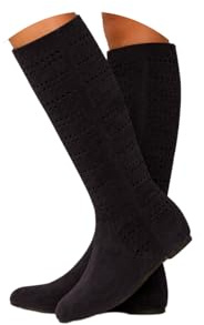 ORANDESIGNE Bottes D'été Femme Bottes Western Cowboy en Daim Boho Chic Motif Perforé Boots B Noir 38 EU