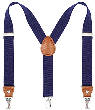 Kinder Herren Hosenträger Breit Elastisch - Längenverstellbar Y-Form mit Starken 3er Clips Hosenträger Gürtel für Damen Baby (70cm - 75cm (3 Jahre alt - 8 Jahre alt), Navy Blau)