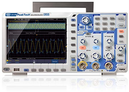 PeakTech 1355 – 2-Kanal Speicher-Oszilloskop 60 MHz - Max. 1 GS/S und 12-Bit A/D - mit USB, Lan Schnittstelle und 8 Touchscreen TFT Farbdisplay, Speichertiefe 40 Mio. Punkte, Fft- und Xy- Modus, Dso