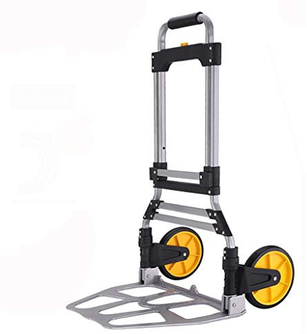 GJ-gwcd Folding Carrello Portapacchi, 330lbs Portatile Carrello Heavy-Duty Bagagli in Alluminio Carrello con Maniglia telescopica e 2 Ruote for Viaggi, Shopping o Industriale Shopping