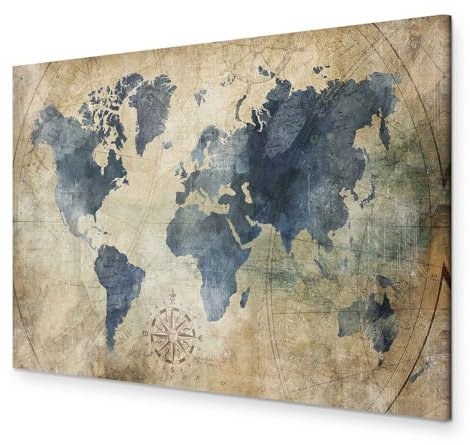 murando - Tableau Acoustique Carte du Monde 120x80 cm 1 Partie - Décoration Isolation Phonique Bureau Chambre Panneau Insonorisant Impression sur Toile - Carte du monde artistique k-A-0415-b-a