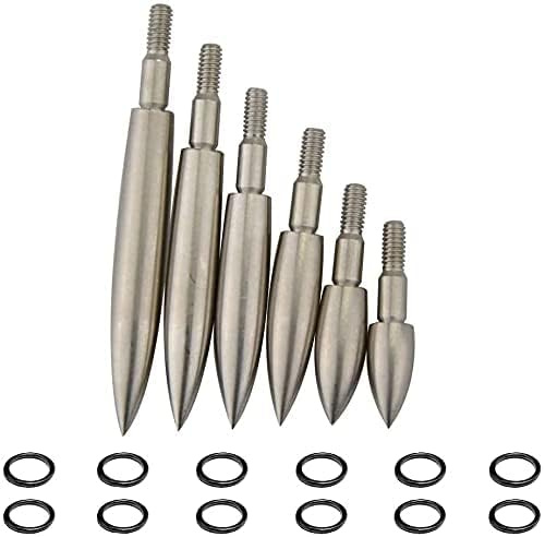SHARROW 12 Stück Bogenschießen Bullet Field Points 100/125/150/200/250/300/350 Grain Pfeilspitzen Einschrauben Broadheads Zielschießen Jagdpfeilspitze (125 Körner, Silber-)