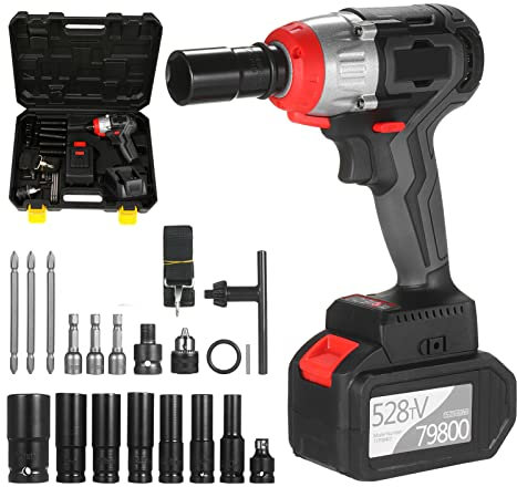 Boyuan Avvitatore a impulsi a Batteria, mandrino rapido 2 in 1 da 1/2 e 1/4 di Pollice, con velocità variabile 3800 Giri/min, Coppia 380 NM, Batteria agli ioni di Litio da 21 V 6,0 Ah,1pcs Battery