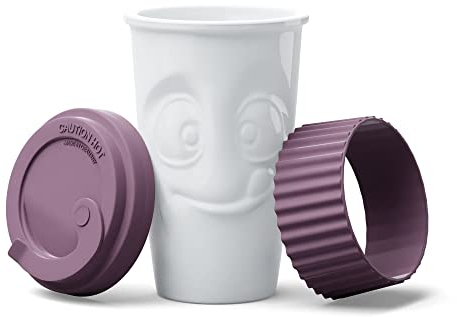 FIFTYEIGHT PRODUCTS / Becher ToGo „Lecker“ (Porzellan, 400 ml, Weinbeere, Made in Germany)