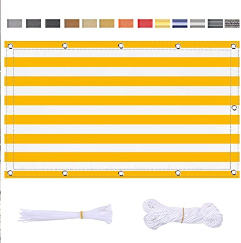 ZQFXZQF Balkon Sichtschutz Balkonabdeckung Balkonverkleidung Blickdicht UV-Schutz 100x800cm Gelbe und weiße Streifen Balkon Sichtschutz Balkonabdeckung Balkonverkleidung blickdichte UV-Schutz
