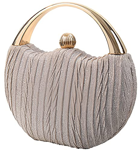Anopo Damen Glitter Abendtasche Clutch Handtasche Elegant Umhängetasche Pailletten Schultertasche mit Kette Runde Börse Geldbörse für Hochzeit Bankett Ball Party