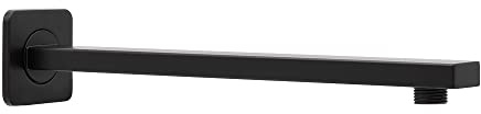 Braccio doccia a parete nero opaco, in acciaio 30 cm per soffione doccia, universale (Quadrato)