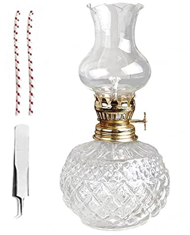 ZBYY Petroleumlampe,öllampe für innenräume,mit Docht Öl-Lampe,Weiß Retro Große Kapazität Glas Petroleumlampe,Notlicht Für Haushaltsstromausfall Öllaterne Dekorlampe,TypeB1pcs