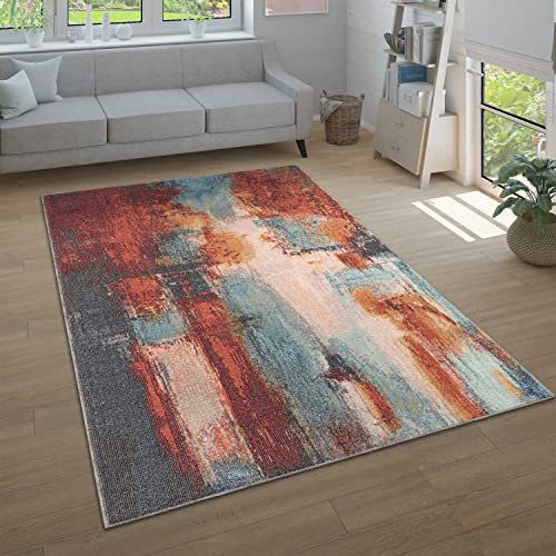 Paco Home Teppich Wohnzimmer Schlafzimmer Kurzflor Modern Vintage Muster Abstrakt Farbverlauf, Grösse:60x100 cm, Farbe:Bunt 4