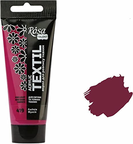 Krevo Art Stoffmalfarben Stofffarben Waschfest Textilfarbe fuchsia Acrylfarbe auf Wasserbasis | 60ml Tube | Textilfarbe waschmaschinenfest zum Fixieren | Intensiv deckend für helle und dunkle Stoffe