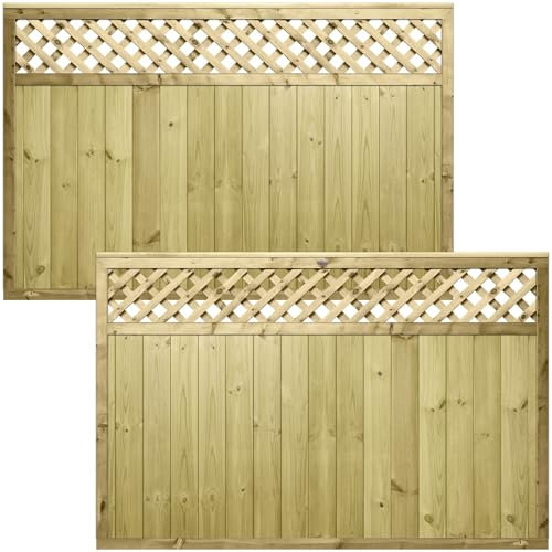 Urban Premier Diamond 6x4ft (W: 6ft x H: 4ft) Fence Panel Decorative Garden Treated Trellis Top Fully Rebated Framed with Interlocking Smooth-Planed Tongue & Groove Width 1828mm x Height: 1200mm