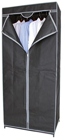 Spetebo Stoff Kleiderschrank dunkelgrau - 160 x 70 cm - Mobiler Faltschrank