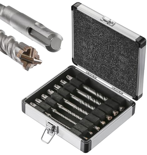 Wensilon 6in Concrete Drill Bit Set - Cross-Type Double Thread Carbide Bits for Brick, Stone, Hammer Drill