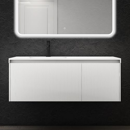 doporro Mobile Bagno Sospeso Sottolavabo 120 cm con Lavabo e Cassetto | Bianco Lucido, Lavabo Bianco, Santa Y054 Colossum3603-1200