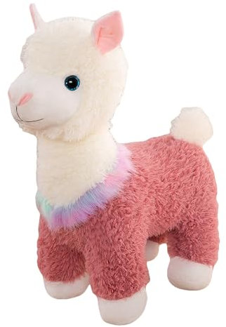 Herfair Alpaka Kuscheltier, Alpaka Plüschtier Plushies Weiches Alpaka Stofftier Lama Kissen Geschenk für Kinder Mädchen Jungen (Rosa,55 cm)