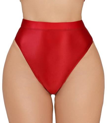 Happy Cherry Femmes Brillant Huleux String Culotte Sexy Taille Haute Sans Couture Invisible Solide Culotte Hipster