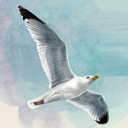 20 Servietten Tiermotive Möwe am Himmel als Tischdeko. Papierservietten mit Motiv. Auch für Decoupage und Serviettentechnik 33x33cm
