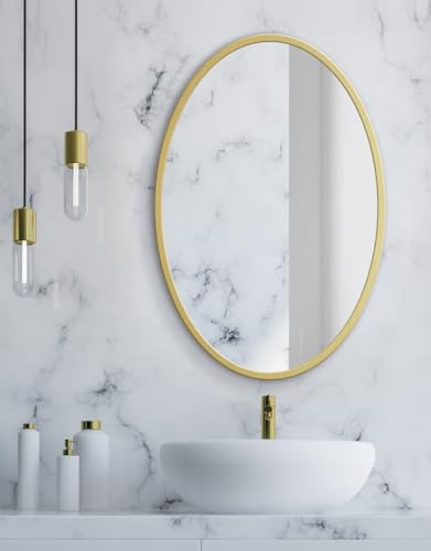 NMK HOME Runder Wandspiegel 60 cm, Metallrahmen, Gold