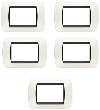 Placca Living Light International Bticino 3 Posti Tecnopolimero L4803 per Interruttori Prese e Pulsanti (5, Bianco L4803PB)