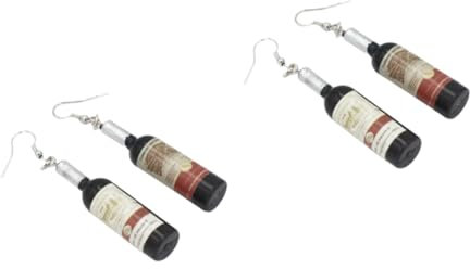 SAFIGLE 2pairs Elegant Wine Bottle Shaped Ear Hooks Fashion Jewelry for Women Unique Dangling Ear Dangle Black Material for Casual Party Occasions
