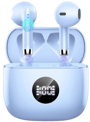 Wireless Earbuds, Bluetooth 5.4 Headphones in Ear with 4 ENC Noise Cancelling Mic, Bluetooth Earbuds 40Hrs Playtime, Wireless Earphones HiFi Stereo Deep Bass, IP7 Waterproof, USB-C Fast Charge, Purple