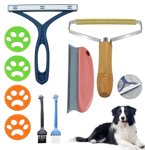 TICKLELY 9 Stück Tierhaarentferner Set - Fusselentferner Magische Pfoten Fusselbürste Kleiderbürste Katzenhaarentferner Mini-Nylonbürste, für Kleidung, Teppich, Sofa, Strick, tierhaar