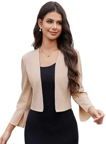 Hobrounn Blazer pour femme à manches 3/4 - Pour le bureau, le travail, le sport, Abricot, S