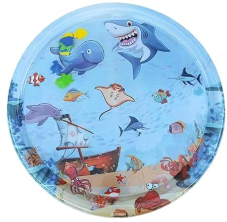 Wasserspielmatte – Sensorische Wasserspielmatte mit Cartoon-Thema, Frischwasser für Spiele mit Fischdesign | Wasserkissen für ein sensorisches Erlebnis