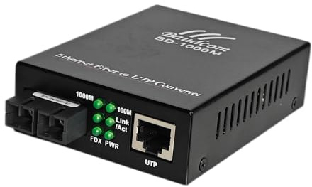 Convertitore multimediale Gigabit in fibra a Ethernet Baudcom monomodale, fibra SC doppia, 20 km, 1000Base-LX a 10/100/1000Base-Tx Convertitore Ethernet Gigabit SMF in fibra SC a rame RJ45