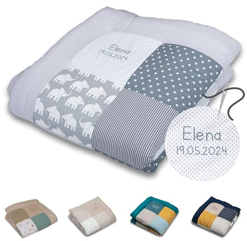 ULLENBOOM personalisierbare Krabbeldecke für Baby 100x100 cm - Dick & weich | Perfekt als Geschenk, Außenmaterial: 100% Baumwolle, OEKO-TEX zertifiziert, Made in EU, Individuell angefertigt