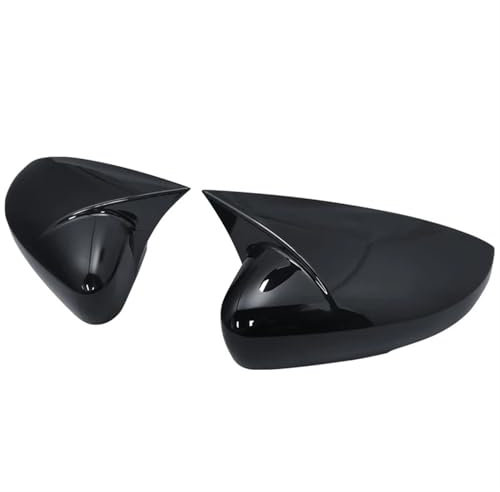 Rückspiegelkappe Für VW Für Polo MK5 6R 6C 2009-2017, 2 Stück ABS Seitenrückspiegel-Abdeckkappen Schalenverkleidung OX Horn Style Außen Auto Spiegelkappen(Bright black)